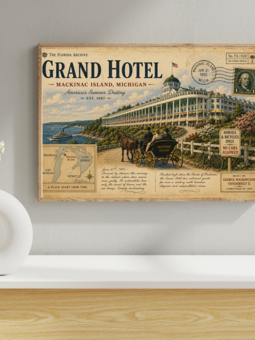 Vintage Mackinac Island Grand Hotel Canvas Print | Retro Michigan Wall Art - Picture 8 of 10